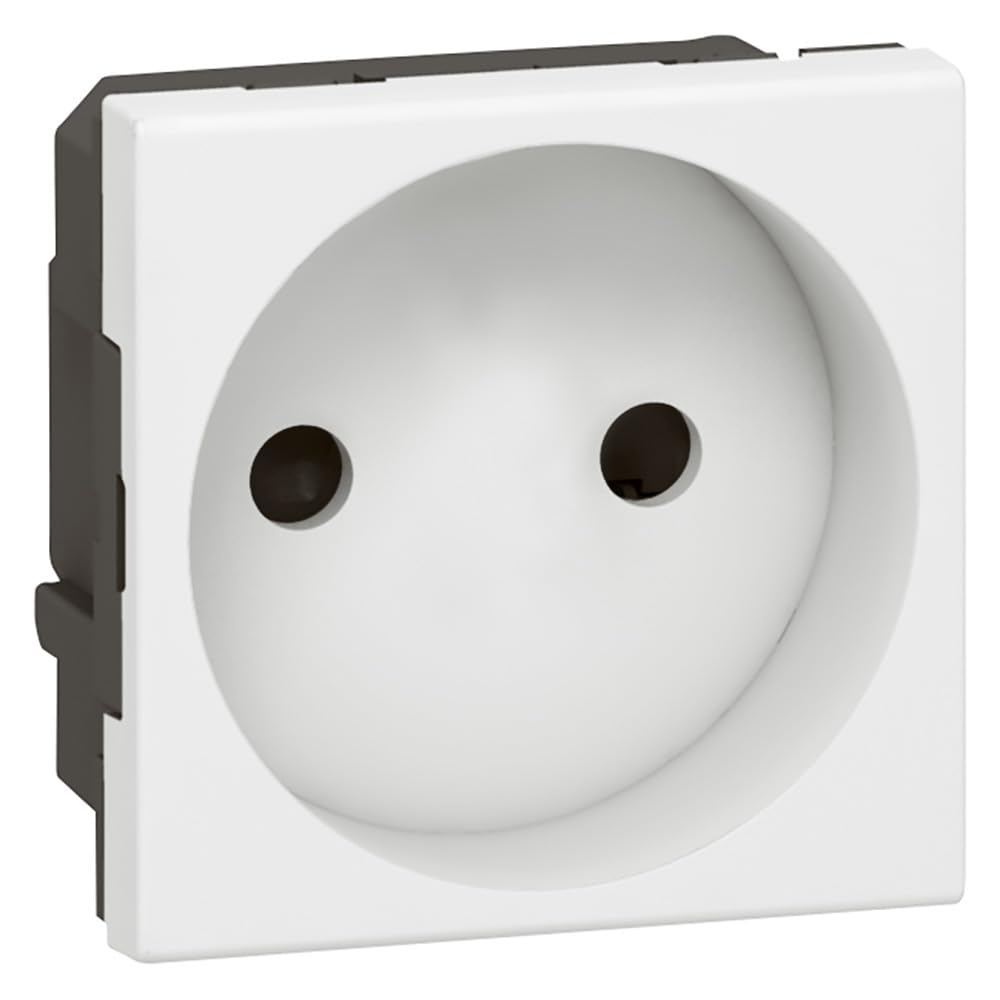 Legrand 077110 Prise de Courant 2P Mosaic avec Connexion par Bornes Automatiques, 2 Modules, Blanc