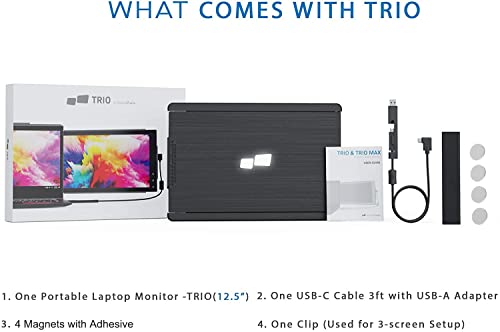 Image of Trio Portable Monitor for Laptop, Mobile 13.3 Dual & Triple Screen 1080P IPS Display Laptop Monitor, USB A /Type-C, On-The-Go for Mac, PC,Linux, Chromebook 13-17 Laptops