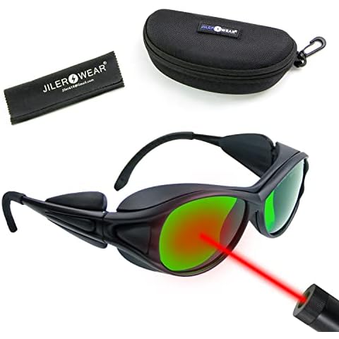 Professional Laser Safety Blocking 180nm-410nm& 620-750nm OD 5+ Red Eyeglasses for 632nm,650nm,676nm,694nm Eye Protection Eyewear for Red LED Light Therapy Kr+Laser,Ruby Laser,Ti:Sapphire laser Cover