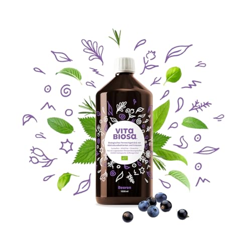 Vita Biosa Berries 1 L en calidad orgánica - versión dulce-ácida con concentrado de aronia, jugo de grosella y jugo de arándanos - en el popular frasco de 1000 ml