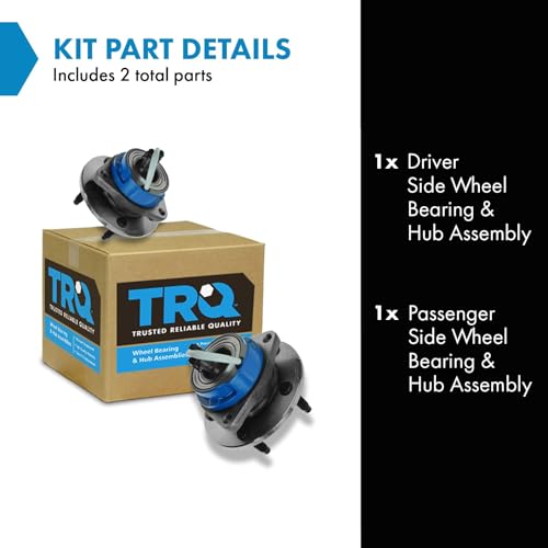 Image of TRQ Front Left and Right Wheel Bearing and Hub Assembly Set 2 Piece Compatible with 00-08 Chevrolet Impala with 4 Wheel ABS Brakes 09-13 Impala 14-16, Limited 06-11 Buick Lucerne