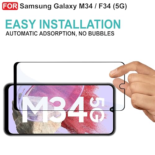 Image of CEDO Tempered Glass for Samsung Galaxy M34 / F34 (5G) | Screen Protector Full HD Quality Tempered Glass Anti-Scratch Edge to Edge Coverage with Easy Installation Kit (Black)
