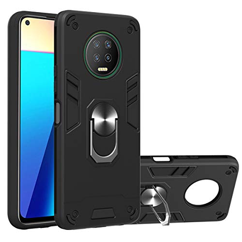 Infinix Note 7 Case, Gift_Source 2 in 1 Dual Layer Shockproof Protective Case Hybrid Hard PC and Soft TPU Silicone Cover Slim Shell with Metal Ring Kickstand for Infinix Note 7 (5.0") [Black]