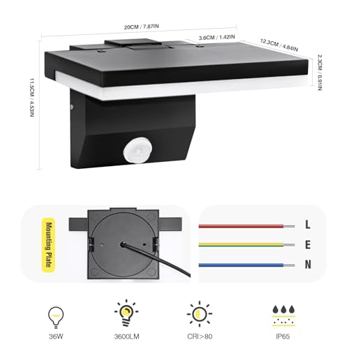 Applique murale LED 36W blanc chaud 3000K avec panneau orientable - 5