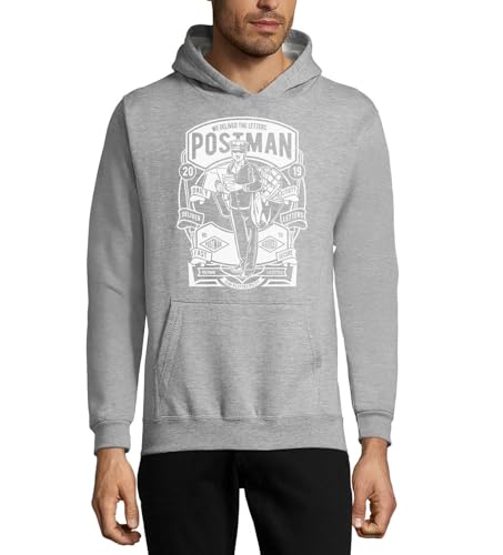 Sweat à capuche chaud et confortable Postman coton gris pour l'hiver