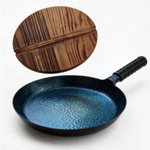 Lvhop Blued Cast Iron Frying Pan Skillet,Pre-Seasoned Flat Bottom Wok 30cm