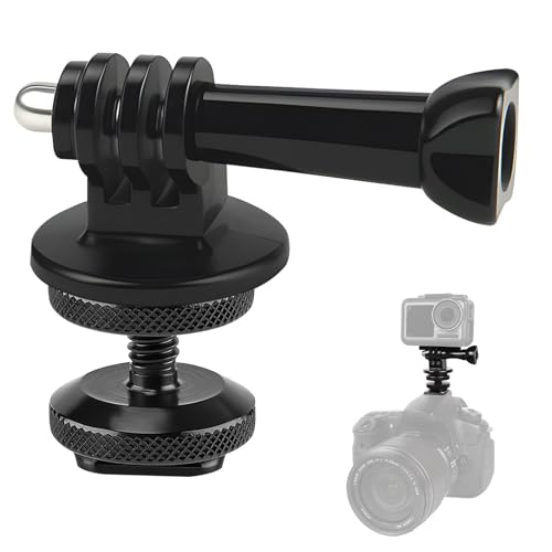coalwop Adaptateur de Trépied pour GoPro Support de Trépied pour Hero 13/12/11/10/9/8/7/6/5/4, Session, Max, caméras DJI Osmo Action, Fixation de Cold Shoe pour Caméra d'action avec vis moletée CNC