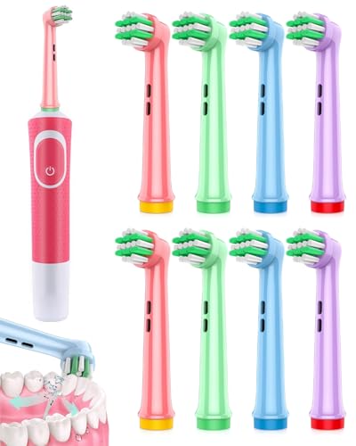 LOZTBUE 8 PCS Cabezales de Repuesto para Cepillo de Dientes Infantil, de Alta tolerancia, para niños de 3 a 12 años, cerdas Suaves, Suaves para Las encías, Cuatro Colores.