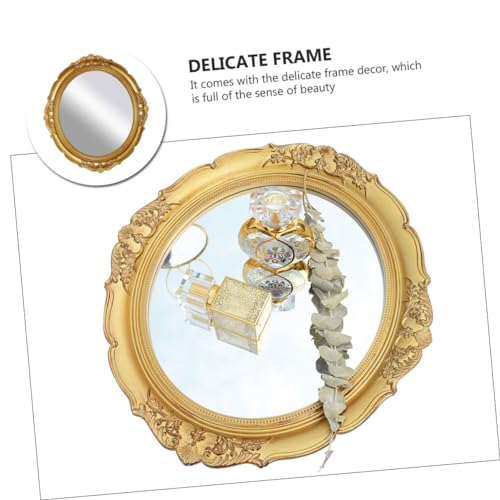 Espejo de maquillaje vintage para pared dorado miniatura 7