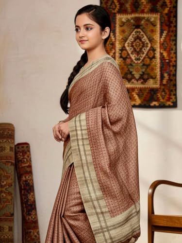Image of AKHILAM Women's Shimmer Pashmina Silk Abstract Printed Saree With Unstitched Blouse Piece (BBABY7502 AI Parent)