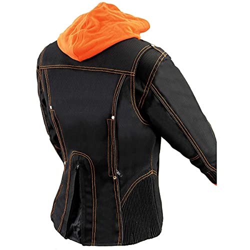 Nexgen Women's Doulon 1300 Nylon Twill Fleece Hooded Jacket (Black/Orange, Medium) #TOP6