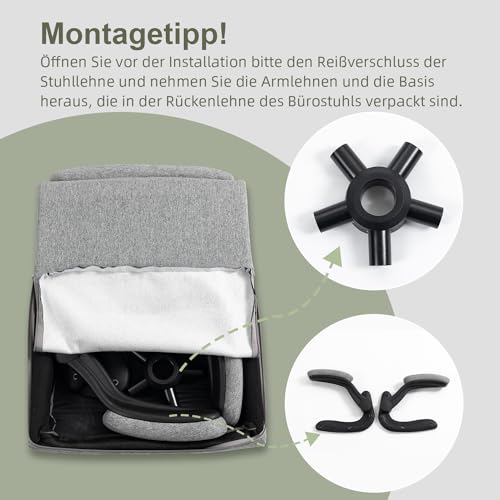 CASTLOVE Bürostuhl Ergonomisch Schreibtischstuhl Chefsessel Mit Gepolsterten Armlehnen Klappbar...