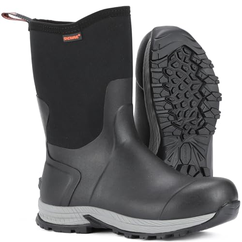 Showave Men's Waterproof Rubber Rain Boots Size 11