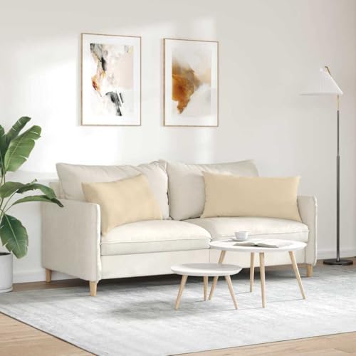 Cojines de sofá lavables color crema 80x40 cm con cremallera para interior 4