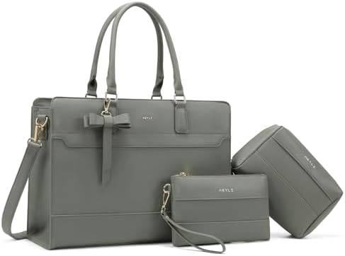 Keyli 3pcs Laptop Bag for Women 15.6 Inch Leather Work Tote Bags Professional Business Office Computer Shoulder Briefcase