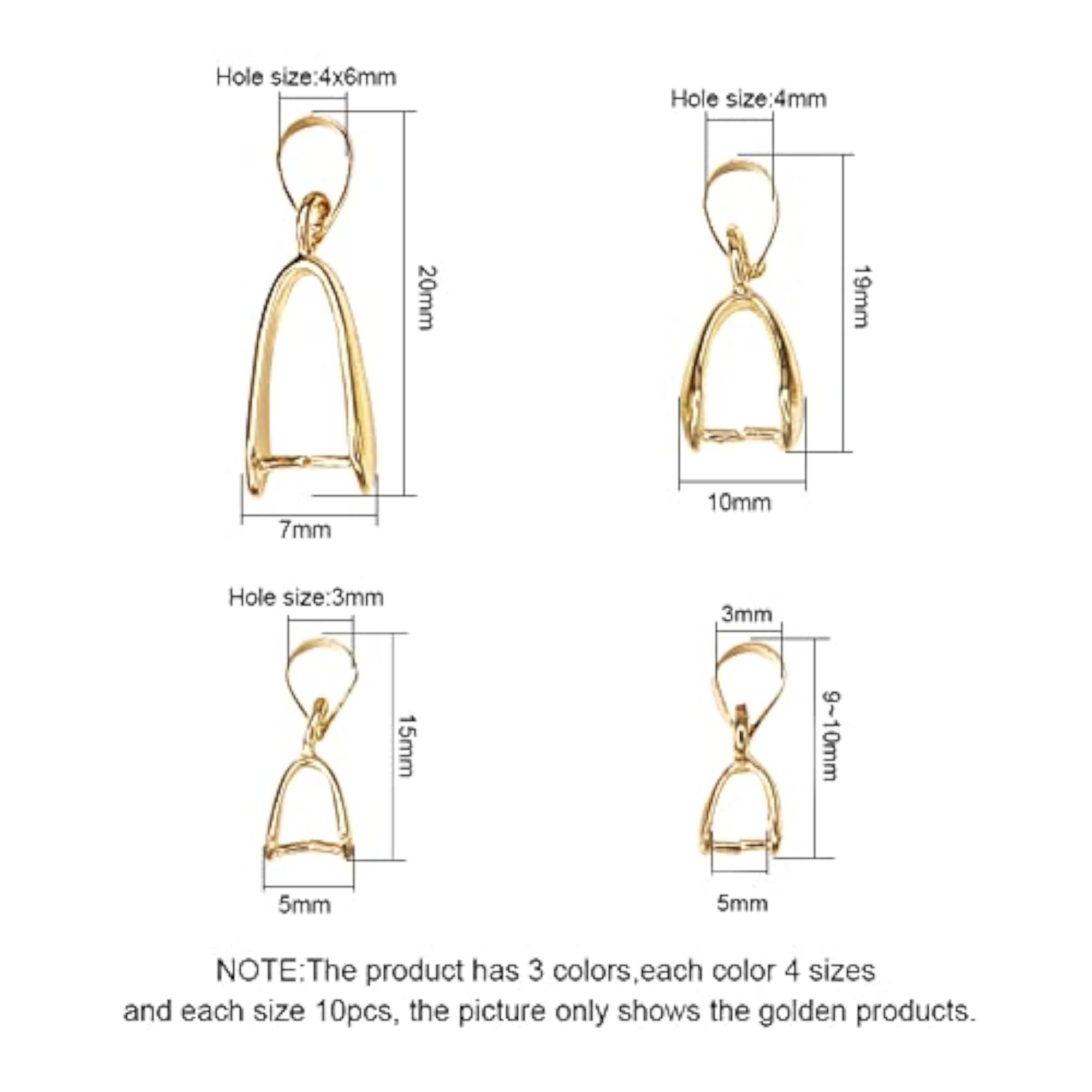 120 Pieces Brass Pinch Clip Bail Clasp Dangle Charm Findings