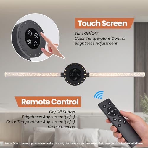 Image of Wireless Wall Sconces Set of 2, Black Battery Operated Wall Lamps with 8000mAh Battery, Rechargeable Dimmable LED Wall Lights, Touch /Remote Control, 360Rotate, 22.5 Inch