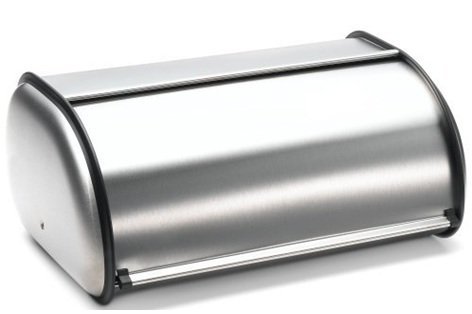 Brushed Stainless Steel Rolltop 2-Loaf Capacity Bread Box, 16.5