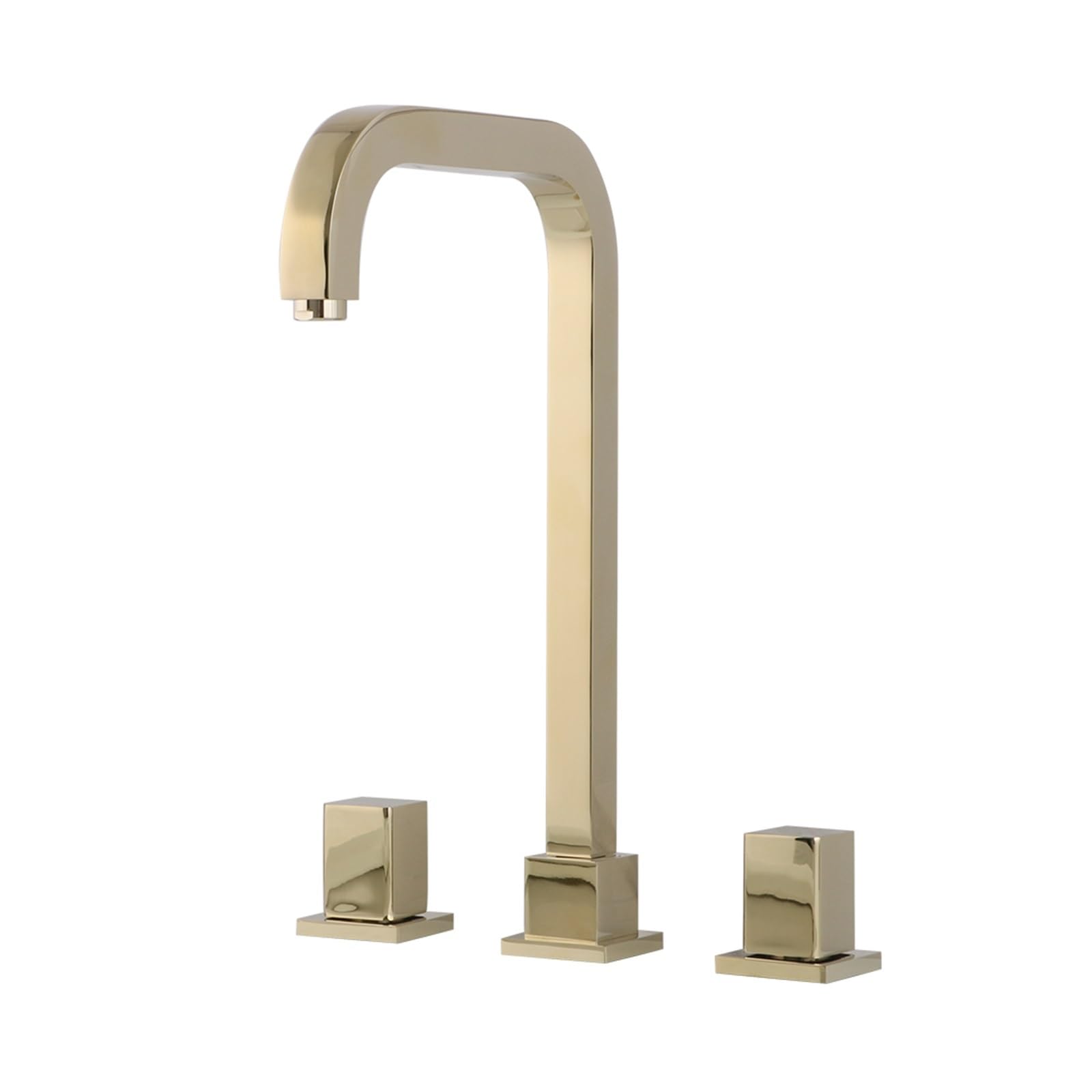 Lmysxaoz Polished Gold-1 Kitchen Sink Faucet, Deck Mounted Three Holes Double Handle Vanity Cold And Hot Mixer Bathroom Faucet In Polished Gold(Polished Gold-1)