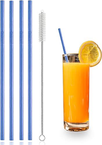 Pajitas de metal reutilizables de acero inoxidable con 1 cepillo de limpieza, respetuosas con el medio ambiente, aptas para lavavajillas, para vasos de 20, 24 y 30 onzas (4 unidades de oro recto)