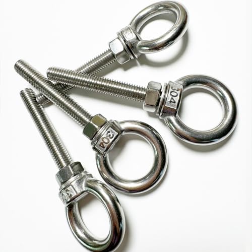 Image of Shoulder Eye Bolt, 2 PCS M10 Heavy Duty Lifting Ring 2.8 inch Threaded Eyebolt Lifting Ring Eye Bolts with Nuts and Flat Washers(Thread Length 70mm)