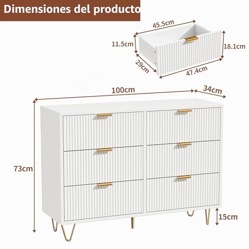 Cómoda armario para dormitorio y sala de estar con tiradores de metal 3