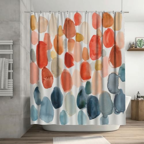 HODKHNO Shower Curtain 72 x 72 Inches Abstract Coral and Blue Stones Waterproof Machine Washable Fabric Bathroom Decor Bath Curtains with Hooks