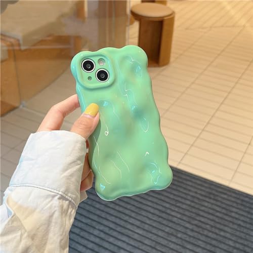Coque iPhone 13 Pro finition brillante verte au design artistique et épuré wave