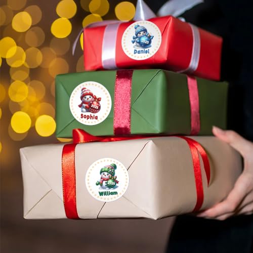 Image of Personalized Cute Christmas Snowman Stickers