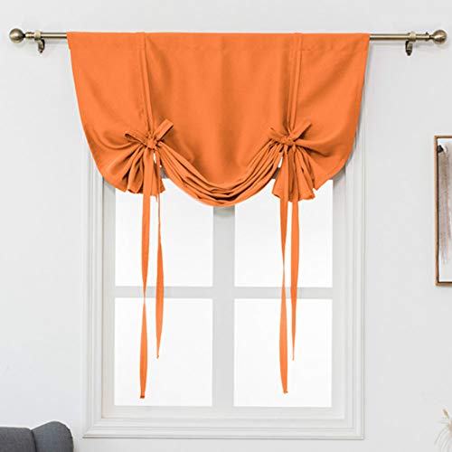 Xiao Hua Blackout Tie Up Curtain Thermal Insulated Window Adjustable Balloon Curtain Shade for Small Window Rod Pocket (46