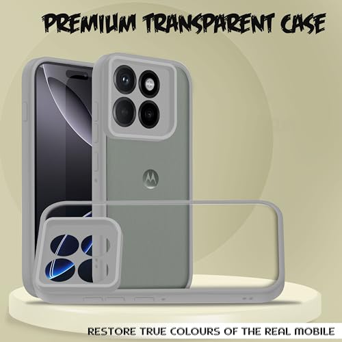 Image of V-TAN Back Cover for Motorola Edge 60 Pro 5G, Transparent Clear Case Compatible with Motorola Edge 60 Pro, TPU, Camera Protective, Scratch Resistant Shockproof Mobile Cover with Anti-Slip Grip (Grey)