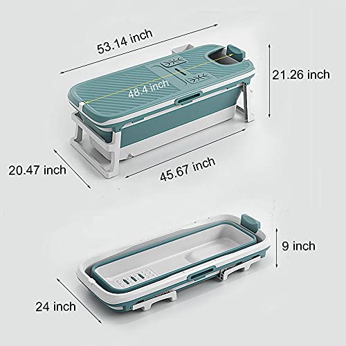 Foldable Bathtub Portable Soaking Bath Tub for adult,Ideal for Hot Bath Ice Bath with Reached Out Hands 53 inch