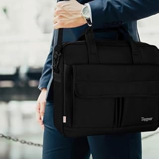 Taygeer Borsa Porta PC, 15.6 Pollici Impermeabile Borsa Computer Portatile Borsa Messenger per Donna Uomo Insegnanti Viaggio Lavoro Università Scuola, Nero