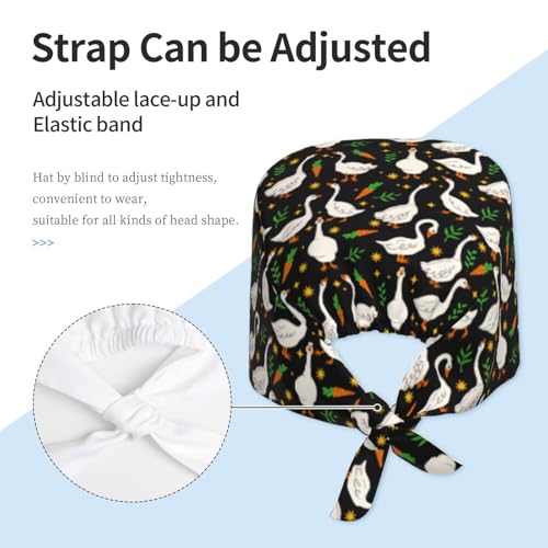 Image of Surgical Caps Men Women, Scrub Cap with Sweatband Adjustable | Tie Back Nurse Cap, Nursing Breathable Working Hat, Scrub Cap, Medical Hats