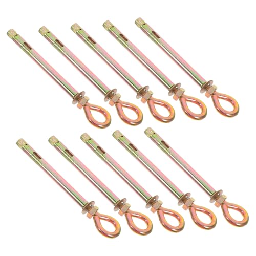 FUNOMOCYA Carbon Steel Heavy Duty Swing Hooks 10pcs Expansion Eye Bolts Ring Bolt Zinc Coating for Outdoor Use