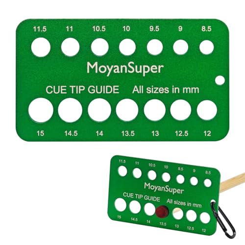 MoyanSuper Aluminum Cue Tip Gauge for Billiards – Measures 8.5mm–15mm Metal Cue Tip Sizer for Pool, Snooker, Break Cues Lightweight & Compact (5.1