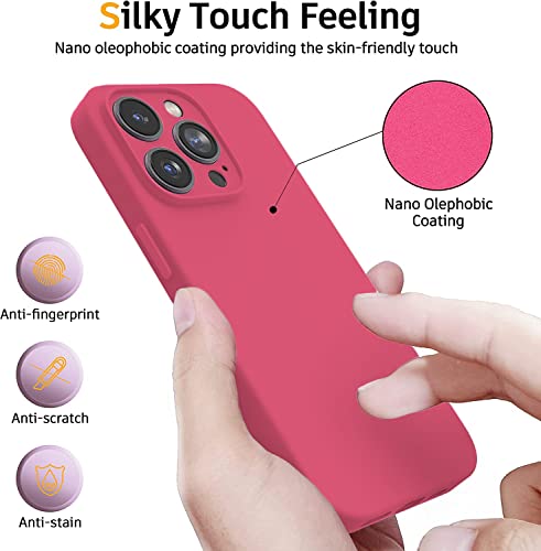 Image of Elzzi Microfiber Square Candy Case Compatible for iPhone 14 PRO MAX, Shockproof Slim Back Cover Liquid Silicone Case -Forest Green (Hibiscus)