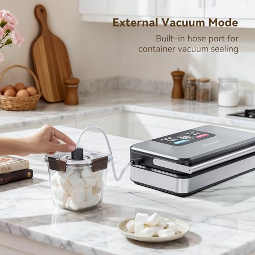 Image of 95Kpa Powerful Vacuum Sealer for Food, 10-in-1 Vacuum Sealer Machine with Easy Handle, Built-in Cutter and Roll Storage, Digital Countdown Display & Premium Stainless Steel for Long-Lasting Freshness