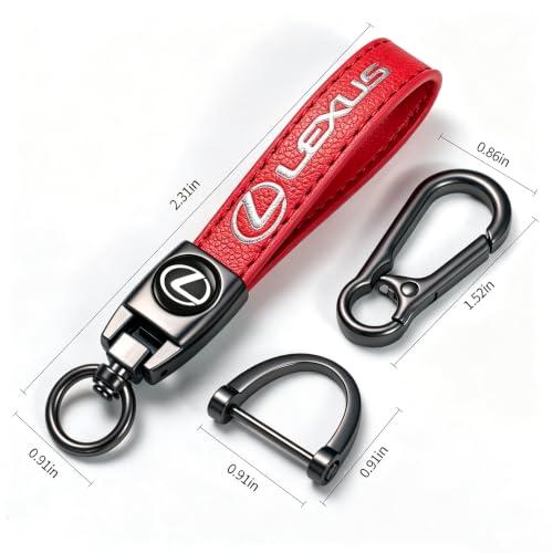 Image of Leather car Keychain 08 Set for Men and Women Family Present Keychain Key Ring Lanyard (red)