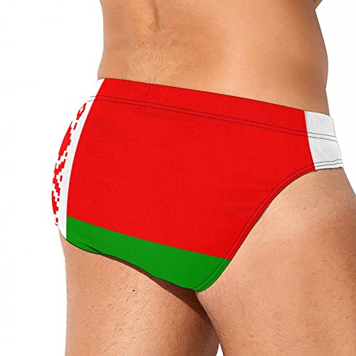 Calculay Belarusian Flag Men's Swimming Trunks,Beach Shorts Stretch Swimsuit Quick Dry2