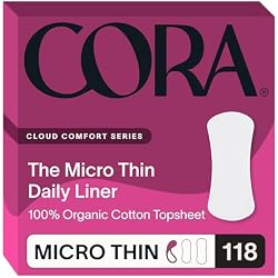 Cora 100% Organic Cotton Topsheet Period Liners (118 Micro Thin Liners)
