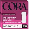 Cora Organic Cotton Feminine Care Bundle | 118 Micro Thin Daily Panty Liners and 78 Regular Bladder Liners | Ultra Thin Postpartum Protection | Unscented