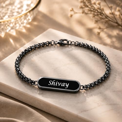 Image of Oblivion Bracelet for Men - Personalized Rakhi Bracelet, Engrave Name or Message for Special Occasion Raksha Bandhan for Brothers, Customized Stylish Adjustable Wrist Accessory