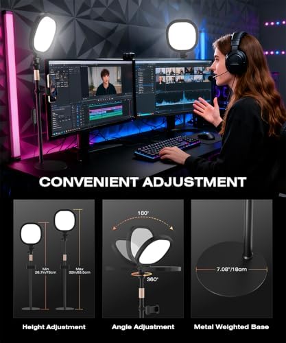 PQRQP Ring Light for Desk, Soft Lighting for Zoom & Video Calls, Selfie Light with Stand & Phone Holder, CRI 97+ Webcam Light for Recording, Streaming, Home Office - 4