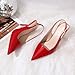 RIBONGZ Red Elegant Dressy Heels for Women Closed Toe Pointy High Heels Sexy Slingback Pumps Wedding Bride Kitten Heels Prom Party Evening Shoes 7.5