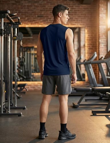 Image of DEMOZU Men's Sleeveless Workout Swim Shirt Quick Dry Athletic Muscle Beach Tank Top Big and Tall
