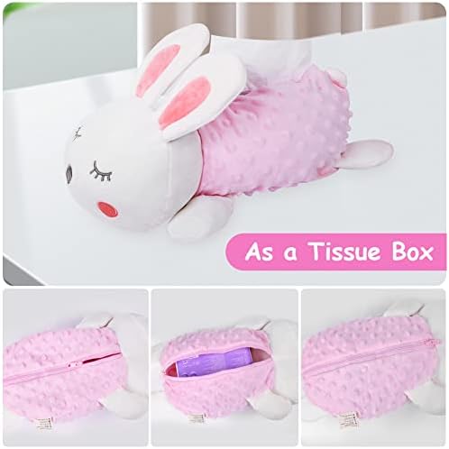 Vicloon Baby Tissue Box zabawka, pudełko na chusteczki sensoryczne zabawki, Montessori zabawki, interaktywne pudełko sensoryczne dla dzieci z kolorami, teksturami, dźwiękami - stylu Królik
