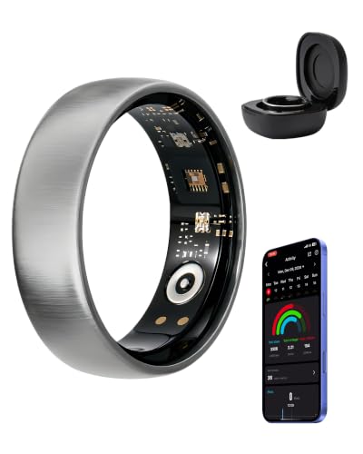 Smart Ring for Women Men, Health & Fitness Tracker Ring, Brushed Silver,#11