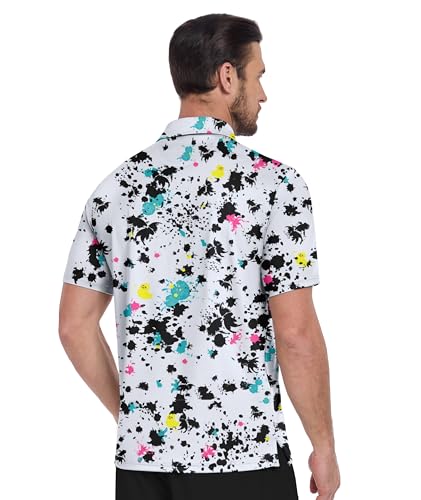 Image of ZITY Men's Golf Shirts Short Sleeve Print Patterns Casual Collared Polo