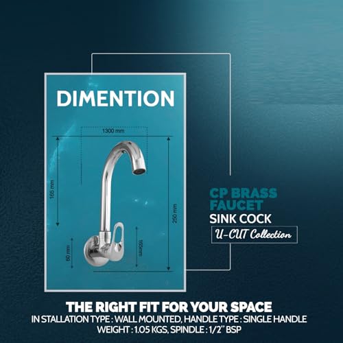 Image of CLINTON Kitchen Sink Cock with 360 Degree Swivel Spout | Kitchen Sink Tap | Kitchen Faucet | Tap for Kitchen Sink (U-Cut)